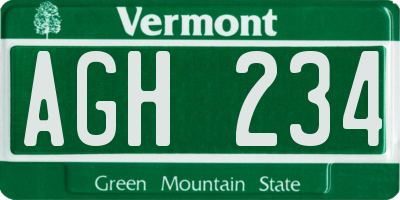 VT license plate AGH234