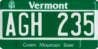 VT license plate AGH235