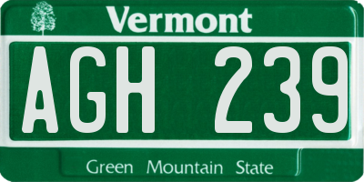 VT license plate AGH239