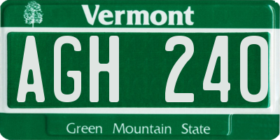VT license plate AGH240