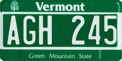 VT license plate AGH245