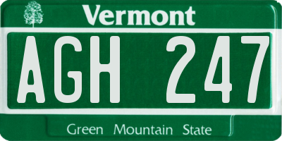 VT license plate AGH247