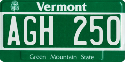 VT license plate AGH250