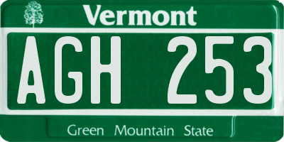 VT license plate AGH253