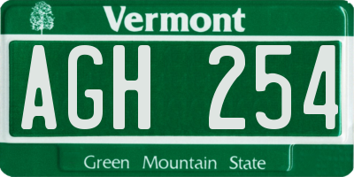 VT license plate AGH254