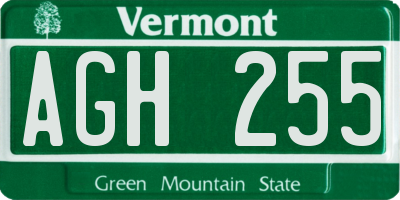 VT license plate AGH255