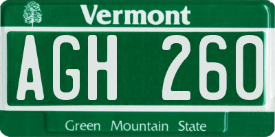 VT license plate AGH260