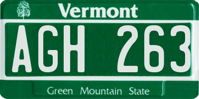 VT license plate AGH263