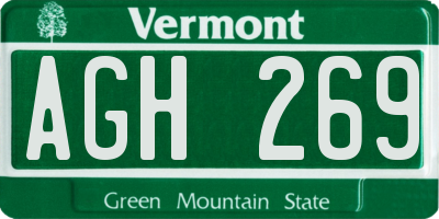 VT license plate AGH269