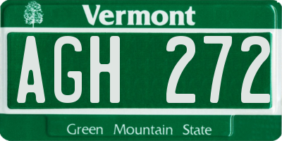 VT license plate AGH272