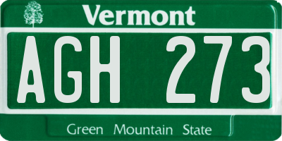 VT license plate AGH273