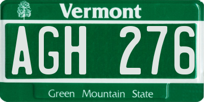 VT license plate AGH276