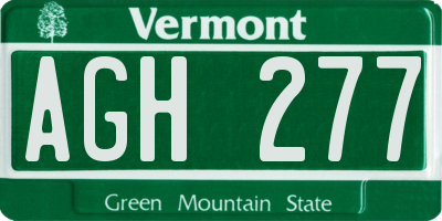 VT license plate AGH277
