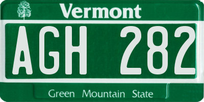 VT license plate AGH282