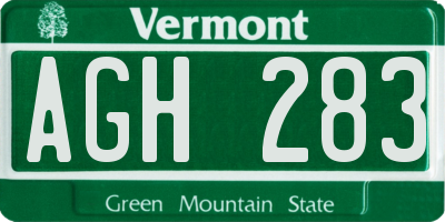 VT license plate AGH283