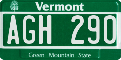 VT license plate AGH290
