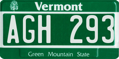 VT license plate AGH293