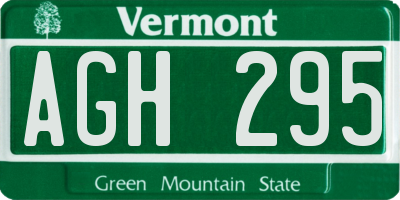 VT license plate AGH295