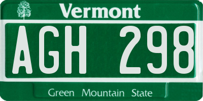 VT license plate AGH298
