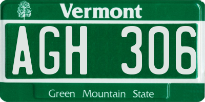 VT license plate AGH306