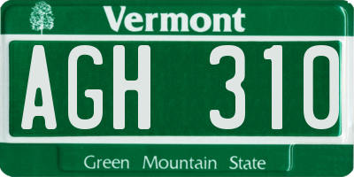 VT license plate AGH310