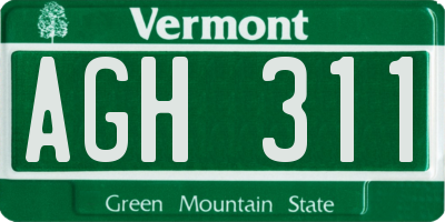 VT license plate AGH311