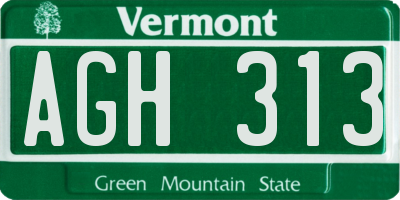 VT license plate AGH313