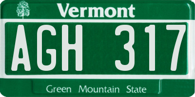 VT license plate AGH317