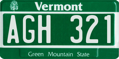 VT license plate AGH321