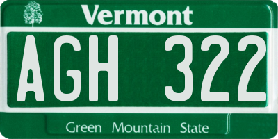 VT license plate AGH322