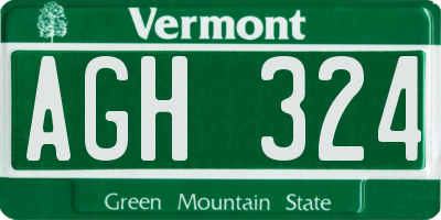 VT license plate AGH324