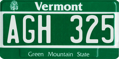VT license plate AGH325