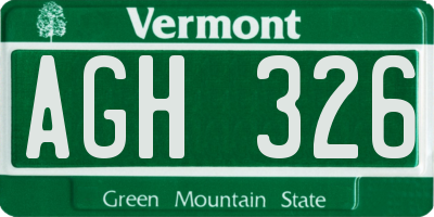 VT license plate AGH326