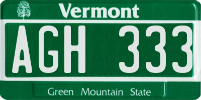 VT license plate AGH333