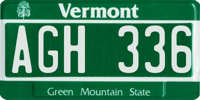 VT license plate AGH336