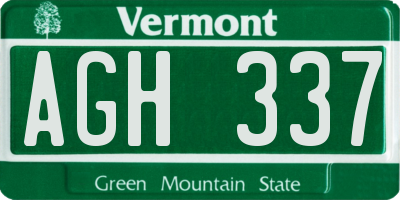 VT license plate AGH337