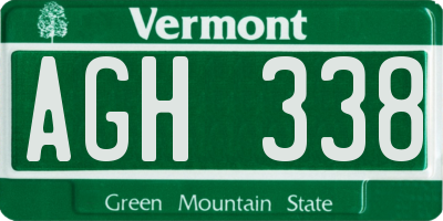 VT license plate AGH338