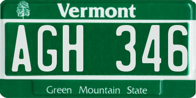 VT license plate AGH346