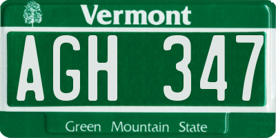 VT license plate AGH347