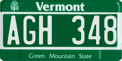 VT license plate AGH348