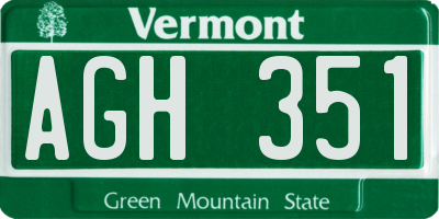 VT license plate AGH351