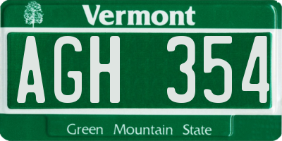 VT license plate AGH354