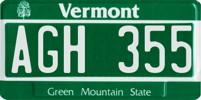 VT license plate AGH355