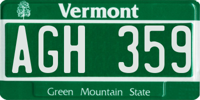 VT license plate AGH359
