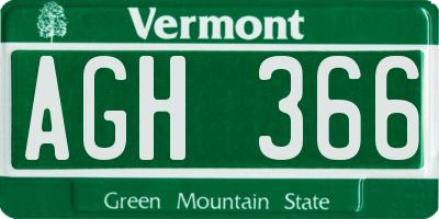 VT license plate AGH366