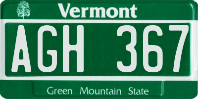 VT license plate AGH367