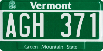 VT license plate AGH371