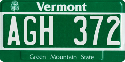 VT license plate AGH372