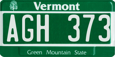 VT license plate AGH373