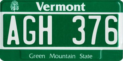 VT license plate AGH376